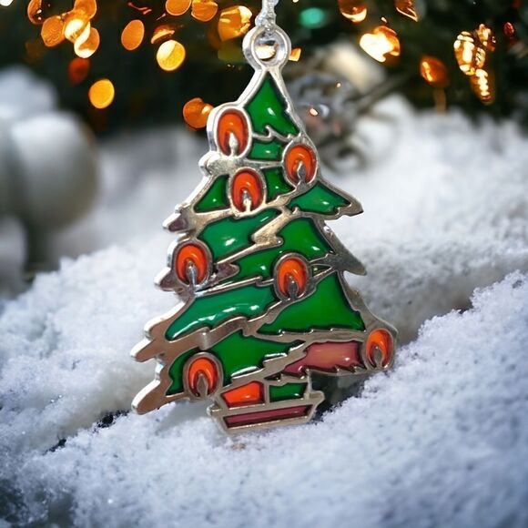 Vtg Stained Glass Christmas Tree Ornament Russ Berrie Holiday Highlights Acrylic - Picture 1 of 16